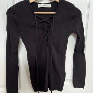 Zara Lace Front knit top